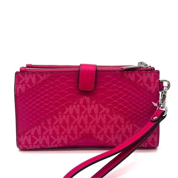 Michael Kors Double Zip Wallet Wristlet Electric Pink Multi (NWT) - Picture 4 of 9